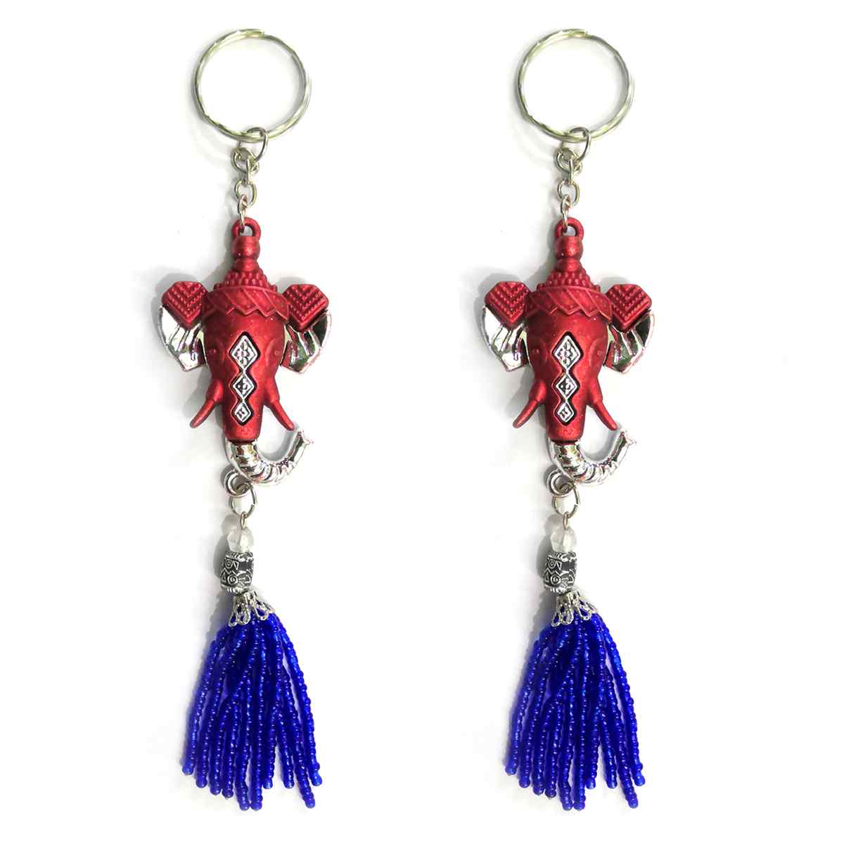 Lord Ganesh Ganpati Metal Keychain Silver for car and bike key for safe (Pack of 2)