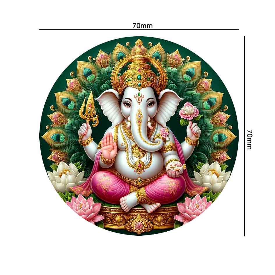 Vinayagar, Ganesha or Ganesh, Hindu God Stickers (70mm, 2.75inch) Round Size Self Adhesive Sticker (Pack of 48)